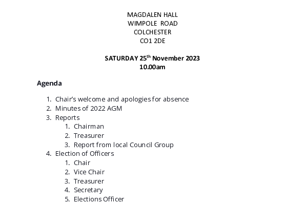 Agenda for 2023 AGM