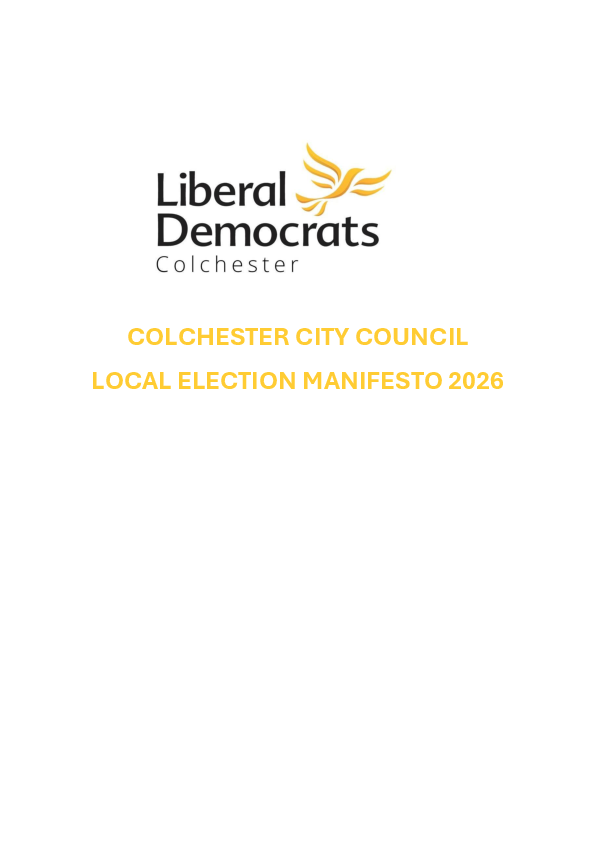 Colchester City Lib Dem Manifesto 2026